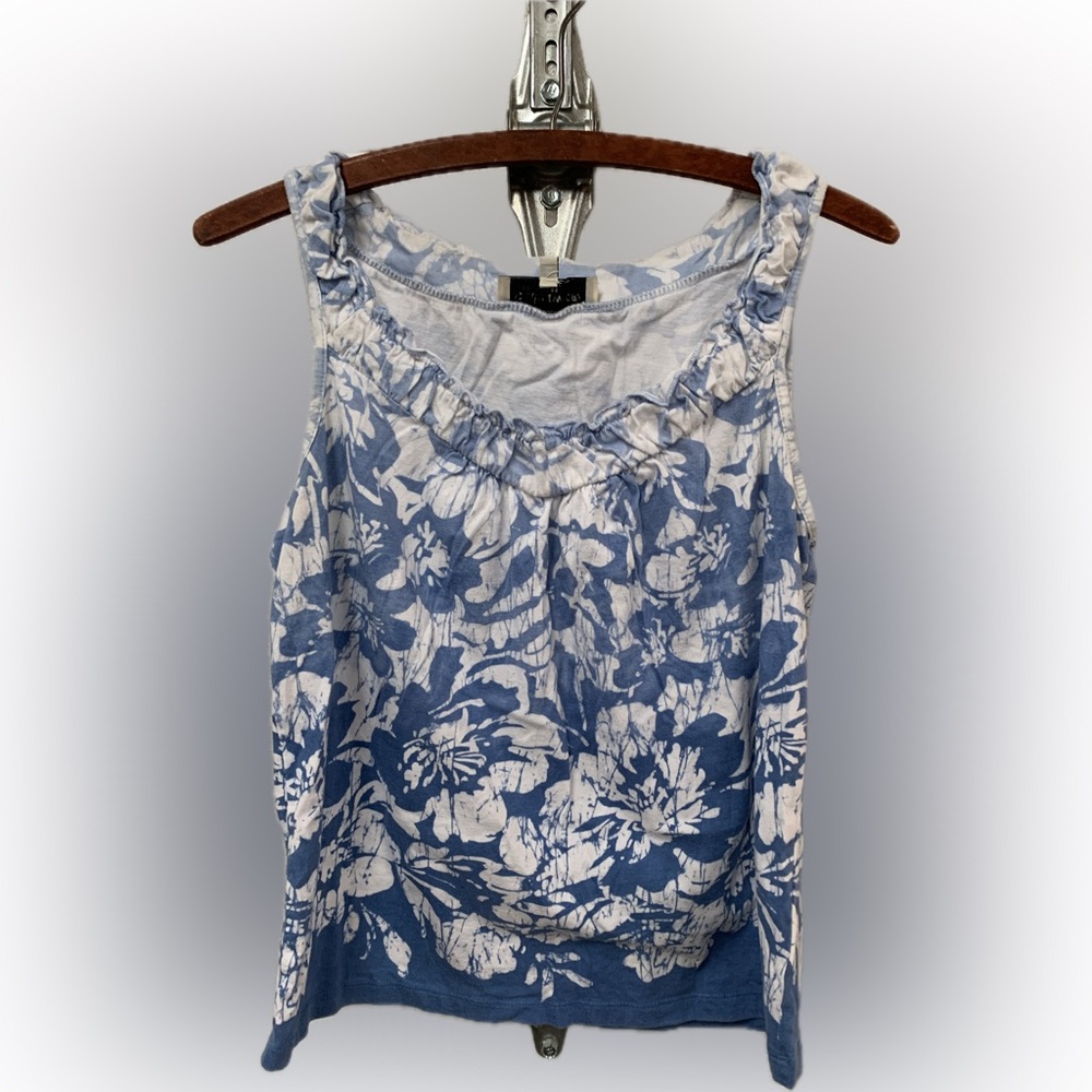 Jones New York Sport Petite M Soft Floral Blue White Women’s Sleeveless Tank Top